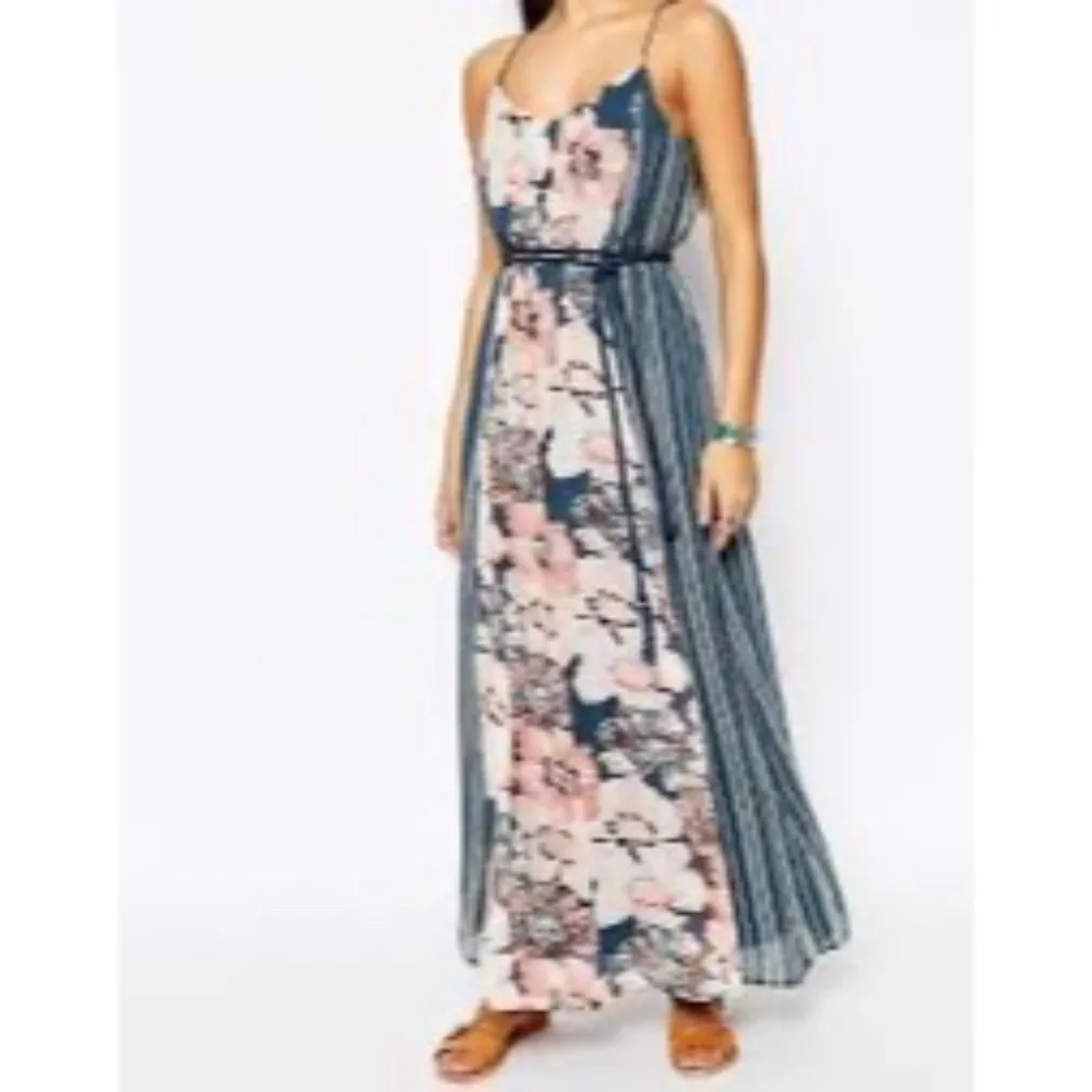 Abercrombie & Fitch Chiffon Floral Maxi Dress With Rope Belt XS